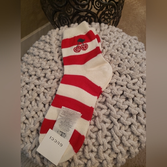 Gucci Red and White Knitted Ankle Socks With Cherries 🍒 - Picture 1 of 6